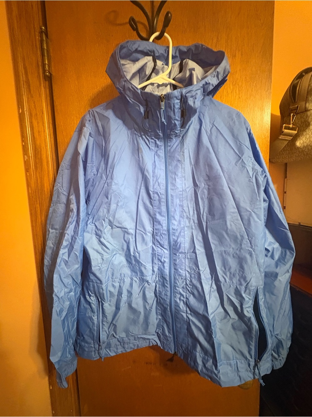 Columbia Light Blue Hooded Windbreaker Jacket